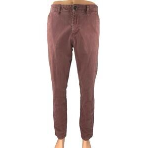 Aeropostale Men's Brown High Rise Skinny Chino Khaki Trousers Pants Size 30/34